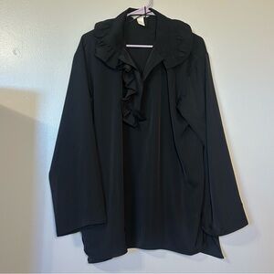 H&M Ruffle Collar Dress Long Sleeve Black SZ Small Oversized‎ Flowy Gothic Boho